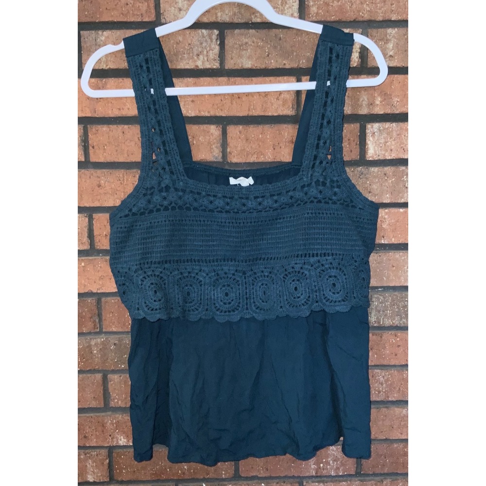 Maurices Teal Blue Crochet Lace Boho Layered Sleeveless Tank‎ Top Size L